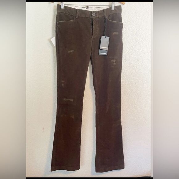 Dsquared2 Women’s trousers in cocoa brown corduroy distressed pants NWT. 40 - Picture 11 of 11